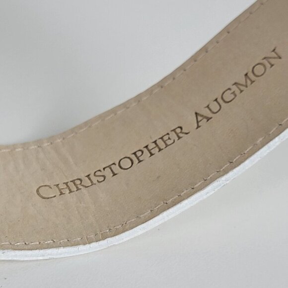 High End Designer Christopher Augmon White Leather Cuff Bracelet 6.5-7.5 In - Picture 6 of 12